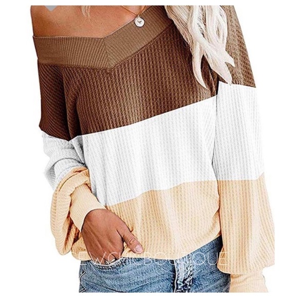 V-neck Color Black Thermal Brown & Tan S-XL - Picture 1 of 1